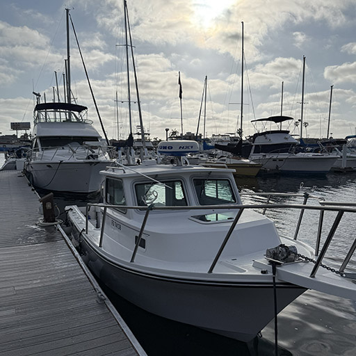 Docked 6-pack fishing vessel at Moss Landing