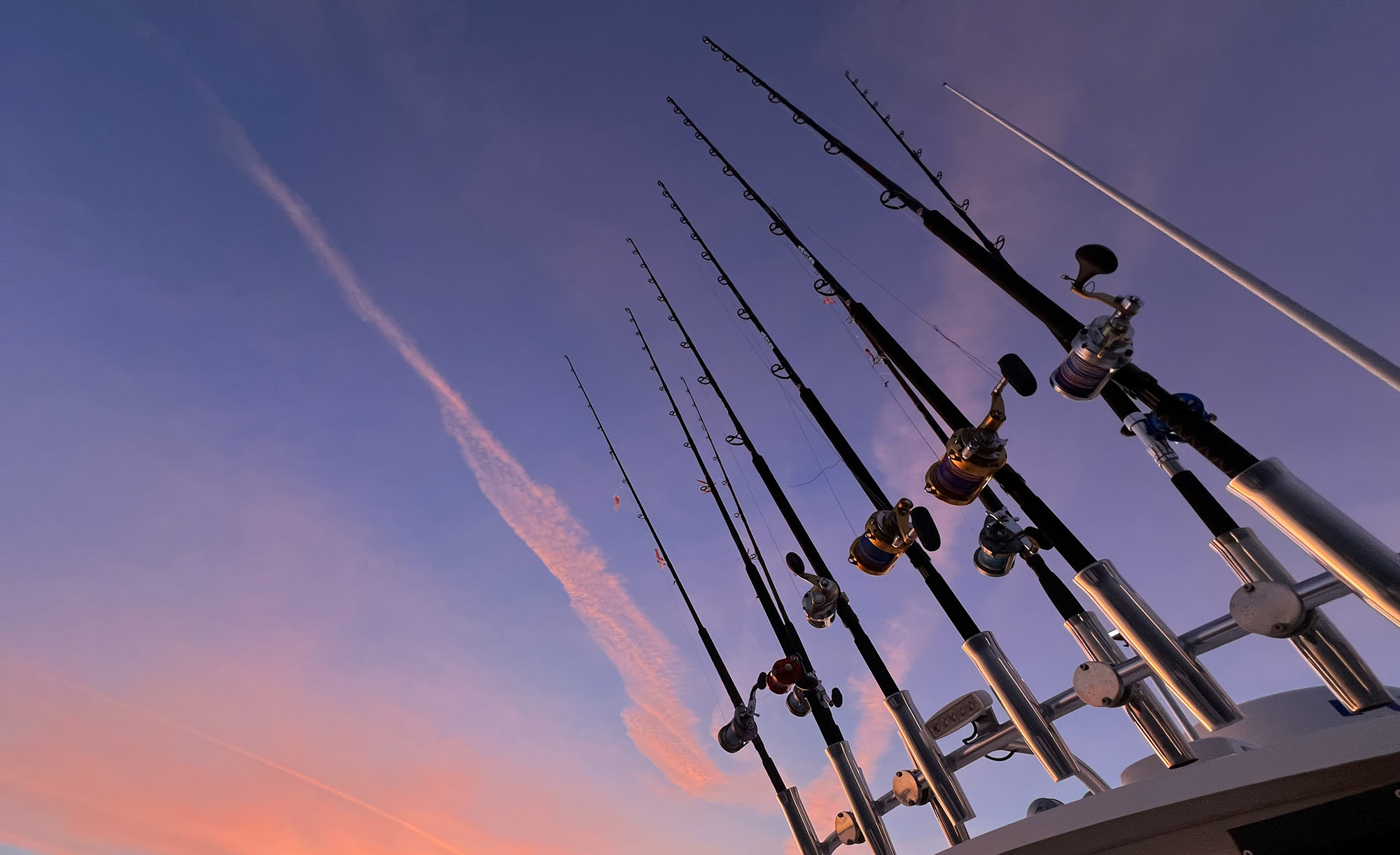 Poles n Sunrise as we head out to fish on Monterey Bay